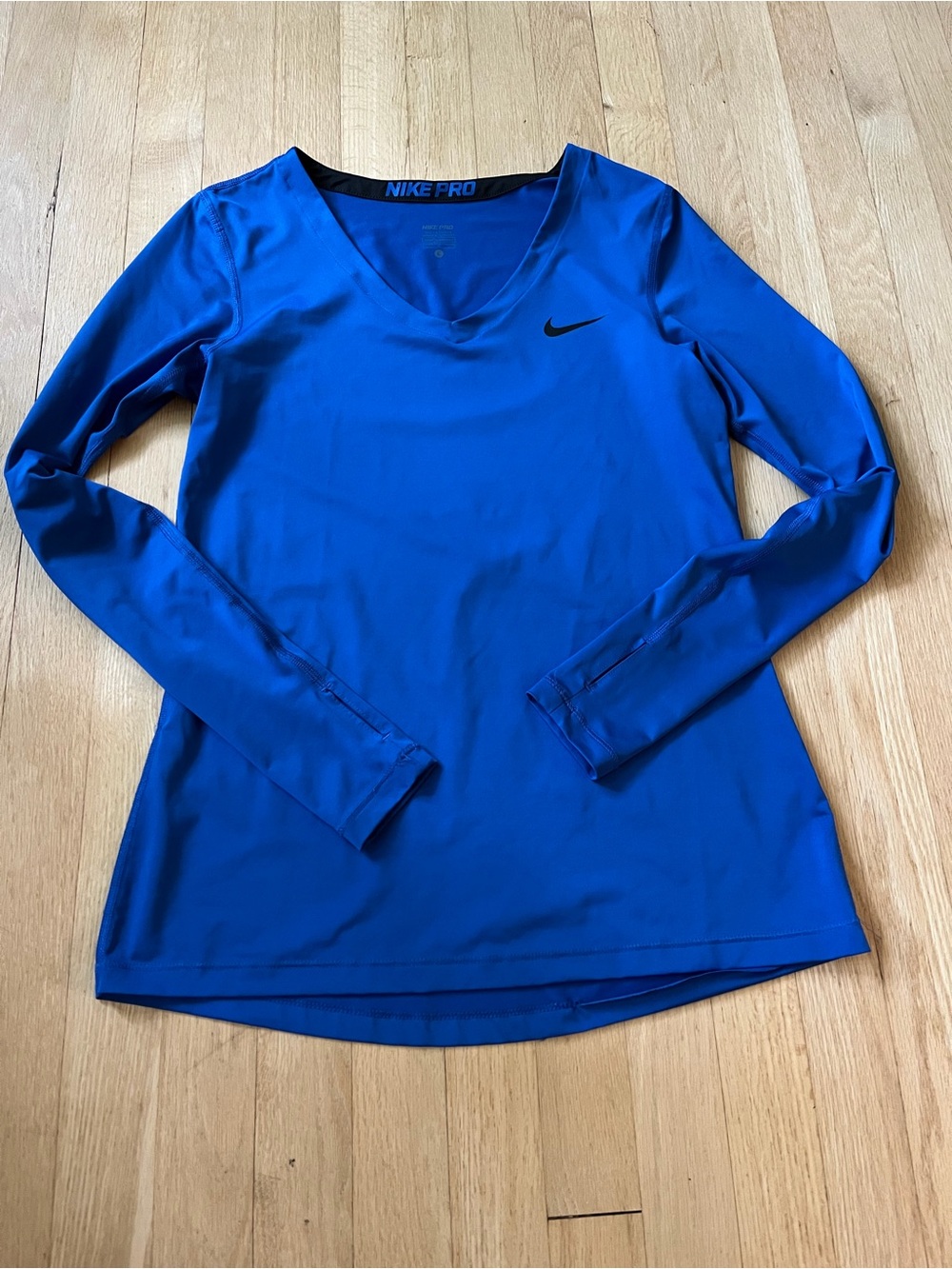 Nike Long-Sleeve V-Neck Performance Top - Royal Blue